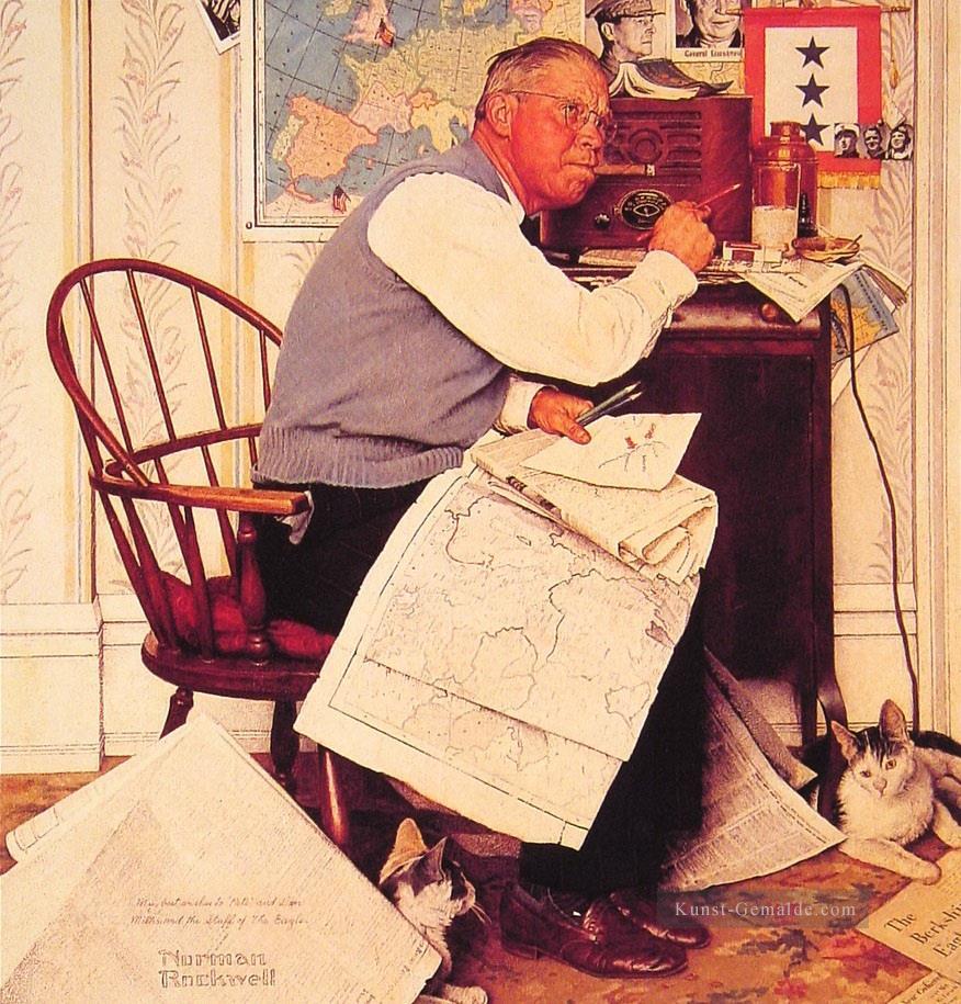 Mann Charting wmaneuvers 1944 Norman Rockwell Ölgemälde